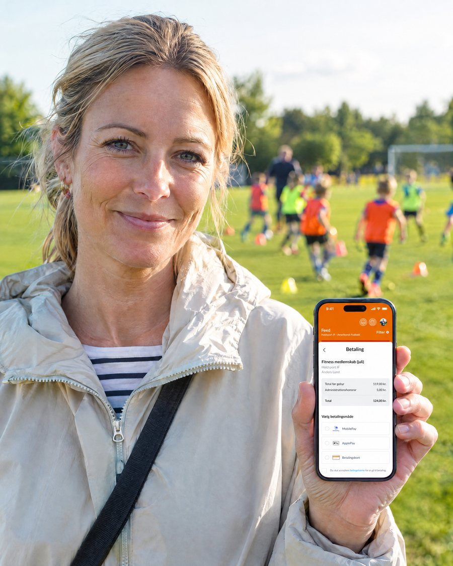 Forælder ved sommercampen betaler tilmeldingen i Holdsport-appen med MobilePay, Apple Pay eller betalingskort
